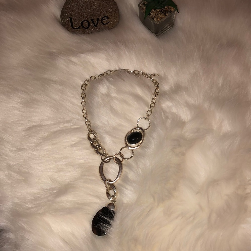 Black and Silver pendant necklace